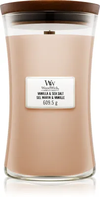 Woodwick Vanilla & Sea Salt - Ароматическая свеча с деревянным фитилем, с деревянным фитилем 609 г