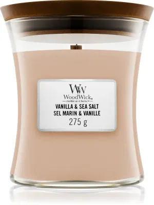 Woodwick Vanilla & Sea Salt - Ароматическая свеча с деревянным фитилем, с деревянным фитилем 275 г