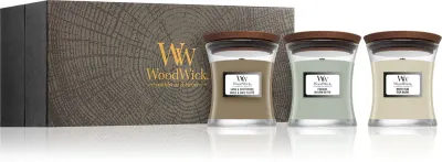 Woodwick Fireside + White Teak + Sand & Driftwood - Подарочный набор ароматов для дома, 3 г