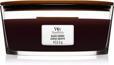 Woodwick Black Cherry - Ароматическая свеча с деревянным фитилем (hearthwick) с деревянным фитилем (hearthwick), 453 г