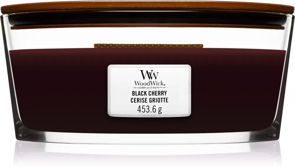 Woodwick Black Cherry - Ароматическая свеча с деревянным фитилем (hearthwick) с деревянным фитилем (hearthwick), 453 г