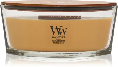 Woodwick Golden Bourbon - Ароматическая свеча с деревянным фитилем (hearthwick)