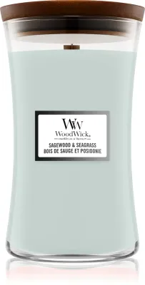 Woodwick Sagewood & Seagrass - Ароматическая свеча с деревянным фитилем, с деревянным фитилем 609 г