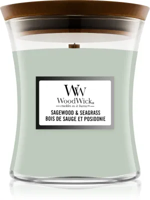 Woodwick Sagewood & Seagrass - Ароматическая свеча с деревянным фитилем, с деревянным фитилем 275 г