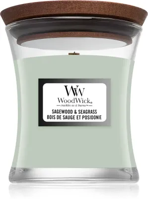 Woodwick Sagewood & Seagrass - Ароматическая свеча с деревянным фитилем, с деревянным фитилем 85 г