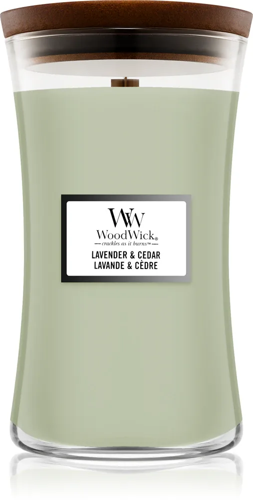 Woodwick Lavender & Cedar - Ароматическая свеча с деревянным фитилем