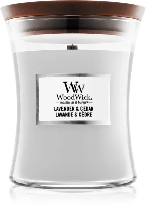 Woodwick Lavender & Cedar - Ароматическая свеча с деревянным фитилем, с деревянным фитилем 275 г
