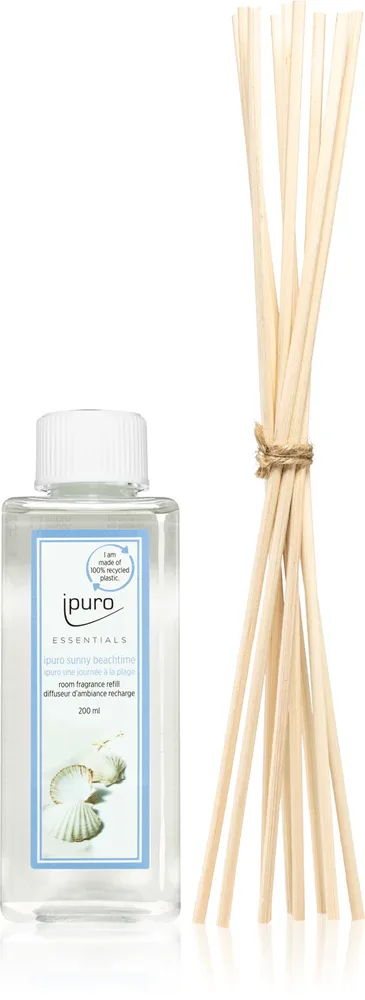 ipuro Essentials Sunny Beachtime - Наполнитель для диффузоров + ароматические палочки для аромадиффузора + patyczki zapachowe do dyfuzora zapachowego, 200 мл