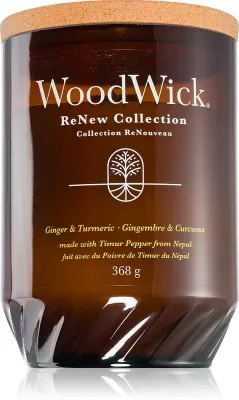 Woodwick Renew Ginger & Tumeric - Ароматическая свеча с деревянным фитилем, с деревянным фитилем 368 г