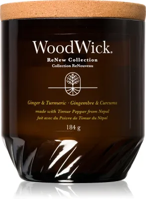 Woodwick Renew Ginger & Tumeric - Ароматическая свеча с деревянным фитилем, с деревянным фитилем 184 г