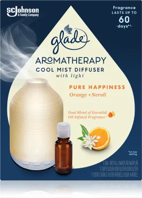 GLADE Aromatherapy Pure Happiness - Ароматический диффузор с наполнителем Orange + Neroli, 17.4 мл