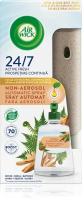 Air Wick Active Fresh Fresh Sandalwood - Автоматический освежитель воздуха с запасным блоком, 228 мл