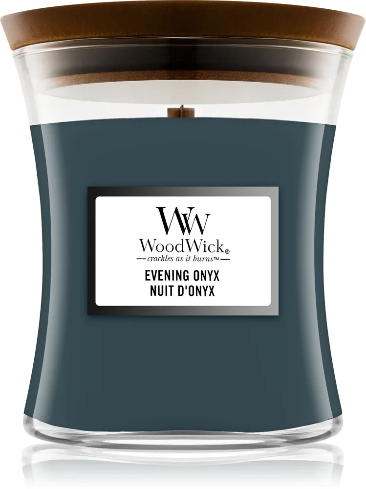Woodwick Evening Onyx - Ароматическая свеча с деревянным фитилем с деревянным фитилем, 275 г