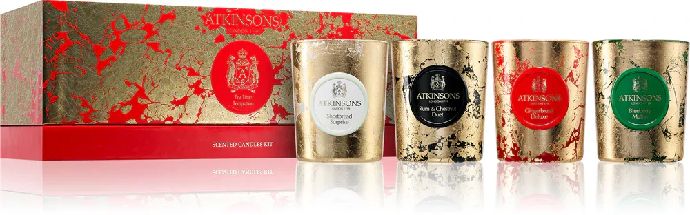Atkinsons Tee Time Temptation - Ароматическая свеча (подарочный набор), 4 шт