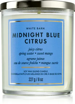 Bath & Body Works Midnight Blue Citrus - Ароматическая свеча Bath Body Works Midnight Blue Citrus, из соевого воска, свежий цитрусовый аромат, 227 г, 227 г