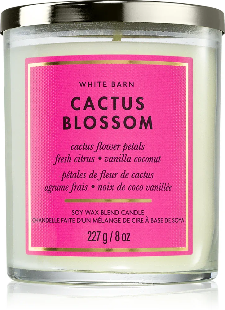 Bath & Body Works Cactus Blossom - Ароматическая свеча Bath Body Works Cactus Blossom, из соевого воска, свежий сладкий аромат, 227 г, 227 г