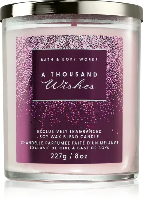 Bath & Body Works A Thousand Wishes - Ароматическая свеча Bath Body Works A Thousand Wishes, из соевого воска, свежий летний аромат, 226 г, 226 г