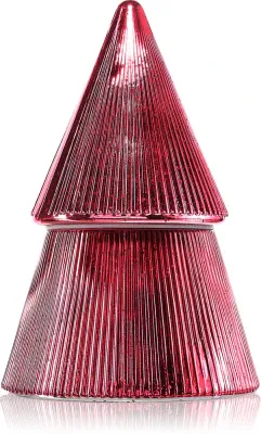 Ароматическая свеча Paddywax Stacked Tree Red Ribbed Mercury, фруктовый рождественский аромат, 198 г