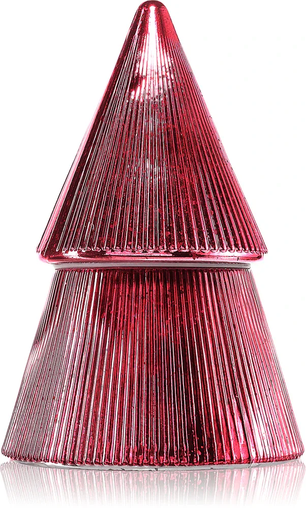 Ароматическая свеча Paddywax Stacked Tree Red Ribbed Mercury, фруктовый рождественский аромат, 198 г