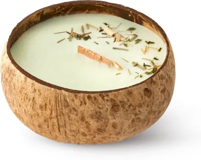Свеча ароматическая Tropicandle Lemongrass Ginger свежая, дизайнерская, 350 мл с деревянным фитилем