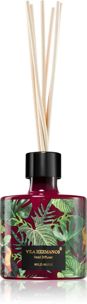 Диффузор ароматический Vila Hermanos Jungletopia Wild Musk чистый пудровый аромат, с палочками, 100 мл