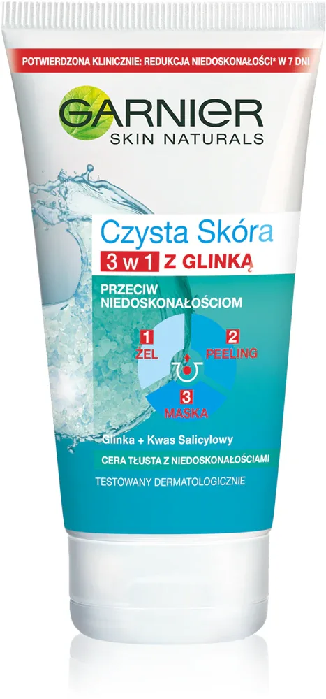 Скраб для лица Garnier Czysta Skora Pure очищающий 3 в 1, гель-скраб-маска, для жирной кожи, 150 мл