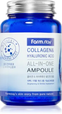 Farmstay Collagen & Hyaluronic Acid All-In-One Ampoule - Восстанавливающая сыворотка для лица, 250 мл