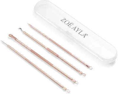 Zoë Ayla Blemish Kit - Набор для чистки лица Zoe Ayla Blemish Kit 4 двусторонних инструмента из карбоновой стали, для удаления чёрных точек и акне