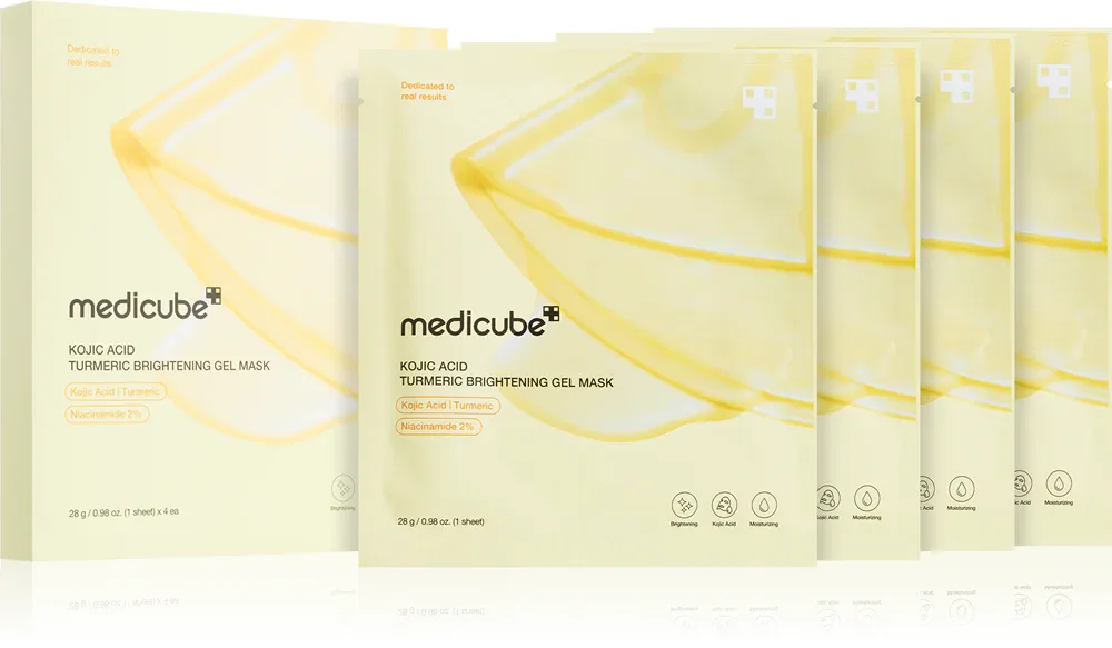 Medicube Kojic Acid Turmeric Brightening Gel Mask - Увлажняющий и осветляющий крем с гелевой текстурой, 4 шт