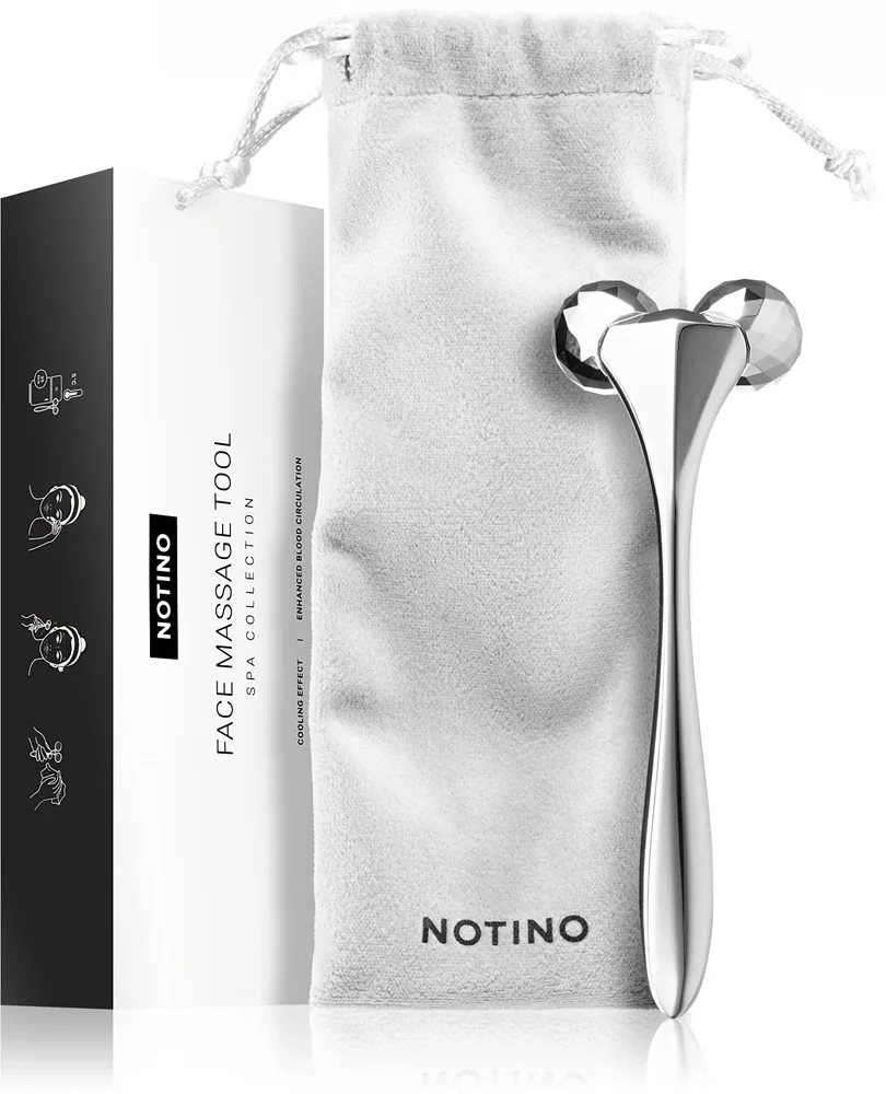 Массажёр для лица Notino Spa Collection роликовый, V-образный, металлический, 15 × 5 см Silver
