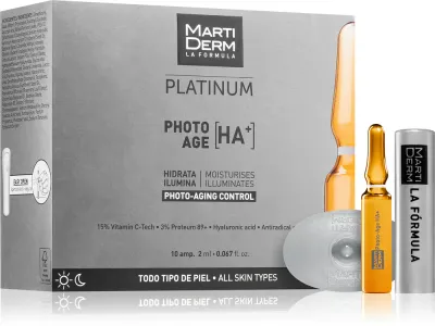 MartiDerm Platinum Photo Age HA+ - Сыворотка против старения кожи в ампулах, с витамином C 10 мл