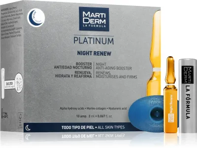 MartiDerm Platinum Night Renew - Сыворотка против морщин для ночного ухода в ампулах, 10 мл