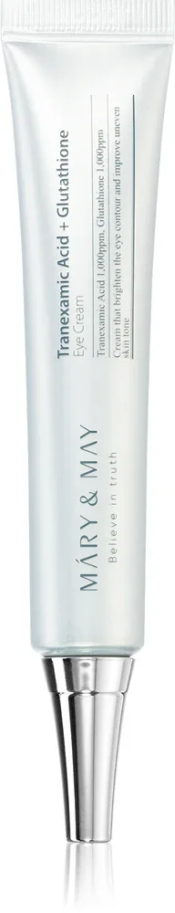 MARY & MAY Tranexamic Acid + Glutathione Eye Cream - Антивозрастной крем для глаз, уменьшающий темные круги и отеки, 30 г