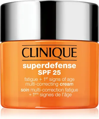 Clinique Superdefense SPF 25 Fatigue + 1st Signs Of Age Multi-Correcting Cream - Крем против первых признаков старения для сухой и комбинированной кожи, SPF 25 50 мл