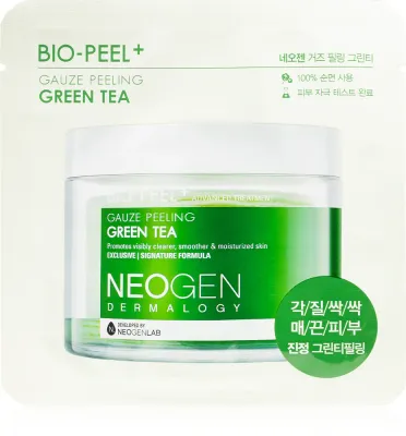 Neogen Dermalogy Bio-Peel+ Gauze Peeling Green Tea - Крем для лица с отшелушивающими пластинами для осветления и увлажнения, 30 шт, 8 шт
