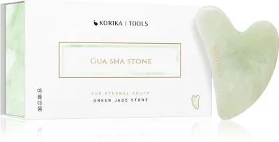 Массажёр для лица KORIKA Tools Gua Sha Green Jade Stone из зелёного нефрита, для лица и шеи, 1 шт