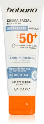 Babaria Sun Face - Водостойкий крем для загара SPF 50+ для лица, 75 мл