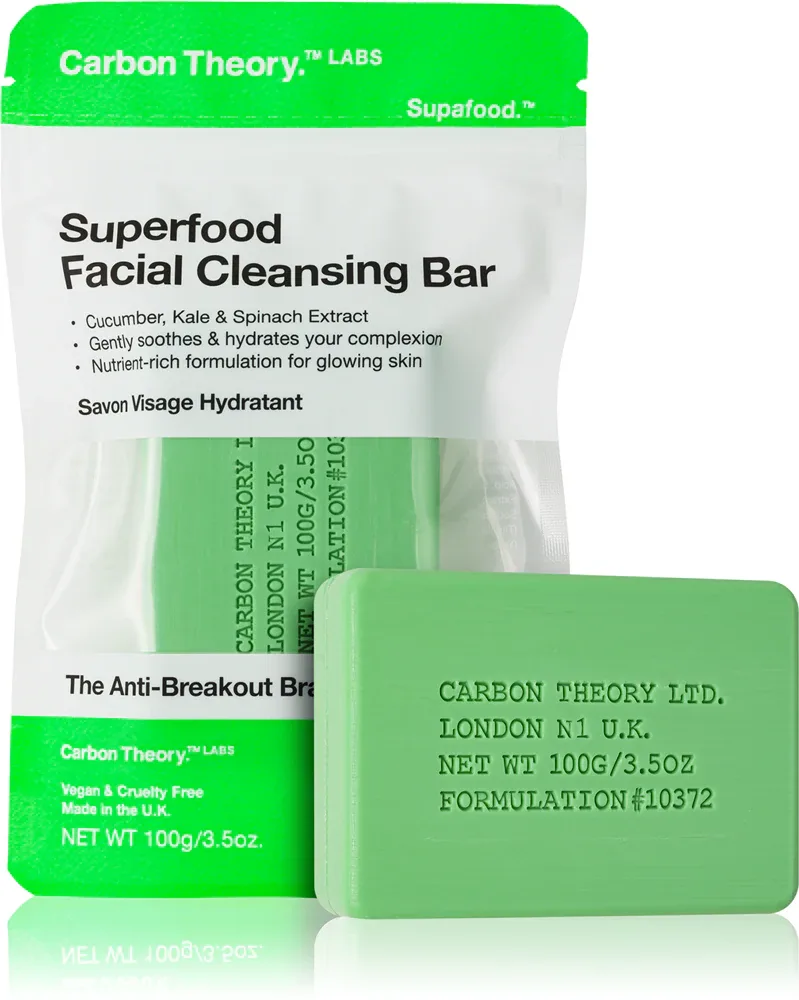Carbon Theory Facial Cleansing Bar Superfood - Очищающее мыло для лица Green, 100 г