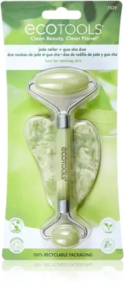 EcoTools Jade Roller & Gua Sha - Набор для массажа лица и аксессуар для массажа, 2 шт