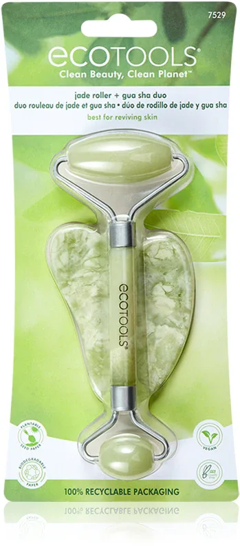 EcoTools Jade Roller & Gua Sha - Набор для массажа лица и аксессуар для массажа, 2 шт