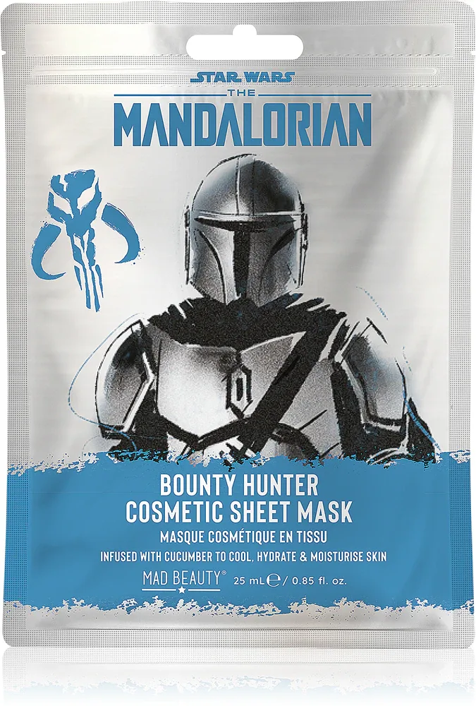 Тканевая маска для лица Mad Beauty Star Wars Mandalorian увлажняющая, серебристая, 25 мл