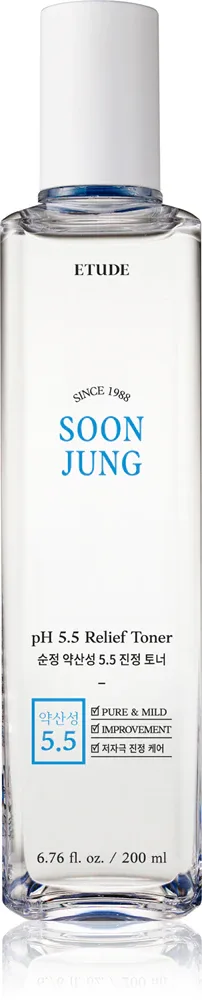 ETUDE SoonJung pH 5.5 Relief Toner - Успокаивающий тоник для лица, восстанавливающий и омолаживающий кожу, 200 мл