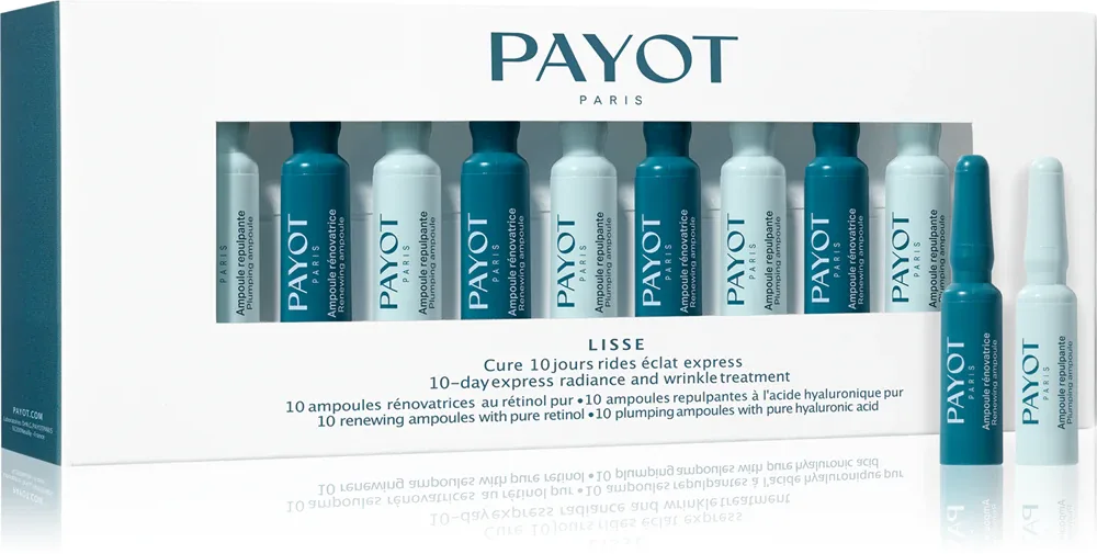 Payot Lisse Cure 10 Jours Rides Éclat Express - 10-дневный курс противоморщин с гиалуроновой кислотой и ретинолом для женщин, 20 мл