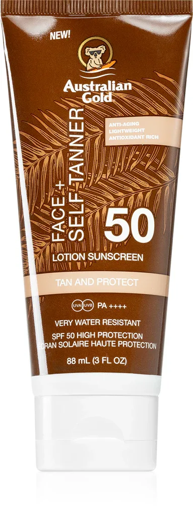 Australian Gold Face + Self Tanner - Самозагар крем для лица SPF 50, 88 мл