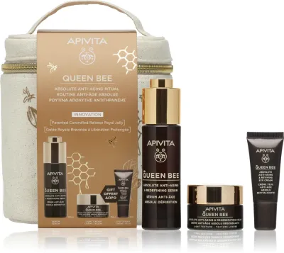 Apivita Queen Bee Anti-Aging Routine Set (with Light Cream) - набор для ухода за кожей лица с антивозрастным действием, 1 шт