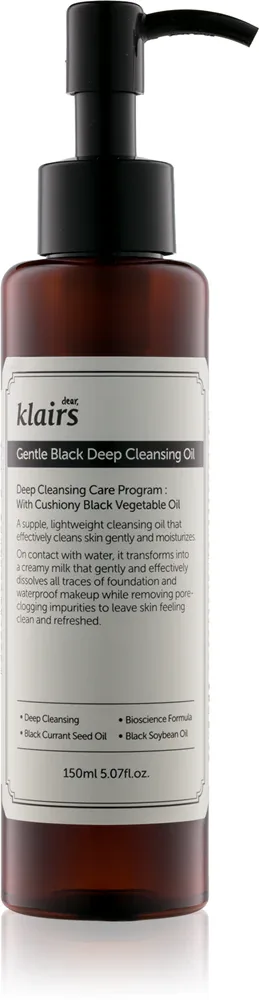 Klairs Gentle Black Deep Cleansing Oil - Масло глубокого очищения для жирной кожи, 150 мл