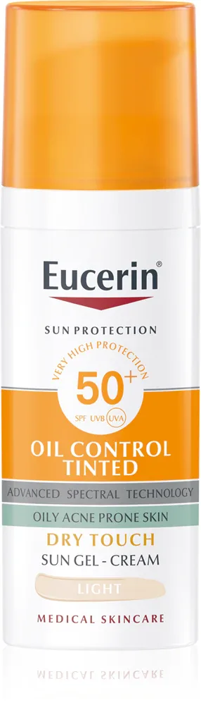 Eucerin Sun Oil Control Tinted - Крем-гель для загара SPF 50+, 50 мл, оттенок Light