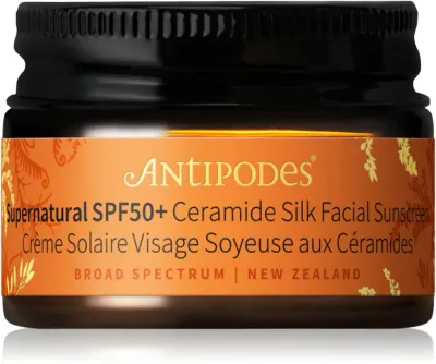 Antipodes Supernatural SPF50+ Ceramide Silk Facial Sunscreen - Охранный крем для лица с керамидами, SPF 50+ 15 мл