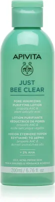 Apivita Just Bee Clear Pore Minimizing Lotion - Очищение кожи, демакияж: Забиги на розшерзоне поры и заскорники, 200 мл