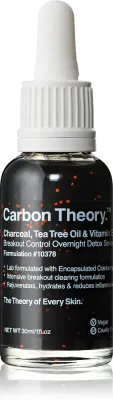 Carbon Theory Charcoal, Tea Tree Oil & Vitamin E - Регенерирующее ночное сыворотка с омолаживающим эффектом для проблемной кожи, 30 мл